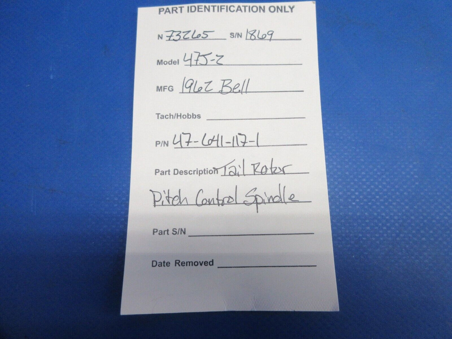 Bell 47J-2 Helicopter Tail Rotor Pitch Control Spindle 47-641-117-1 (1124-866)
