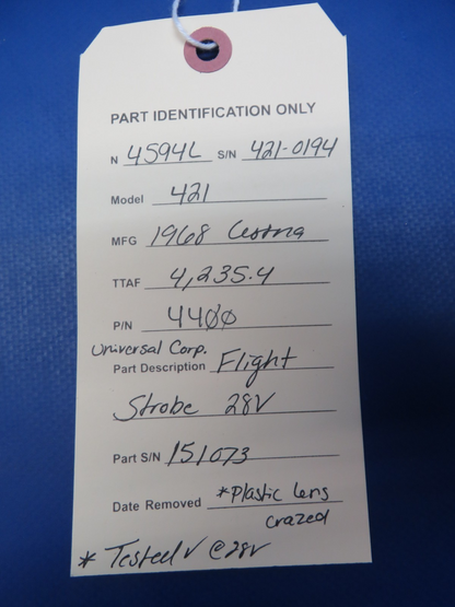 Cessna 421 Universal Corp. Flight Strobe 28v P/N 4400 TESTED (0326-173)17