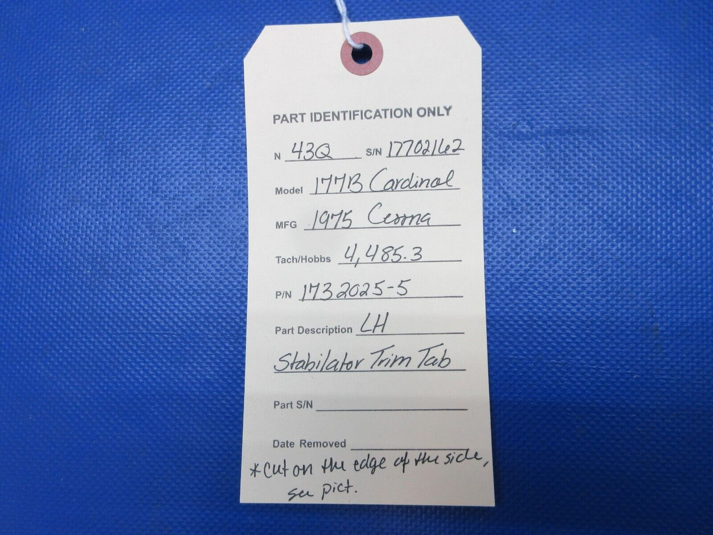 Cessna 177 / 177B Cardinal LH Stabilator Trim Tab P/N 1732025-5 (0724-1233)
