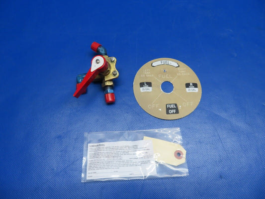 Piper PA-28-140 Cherokee Fuel Valve w/ Plate P/N 491-974 OVERHAULED (0324-1764)