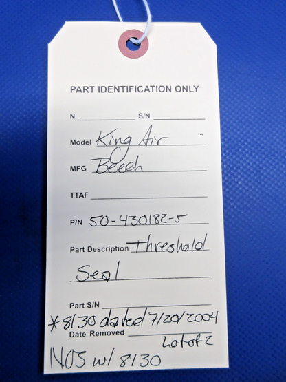 Beech King Air Threshold Seal w/8130 P/N 50-430182-5 LOT OF 2 NOS (0326-720)12