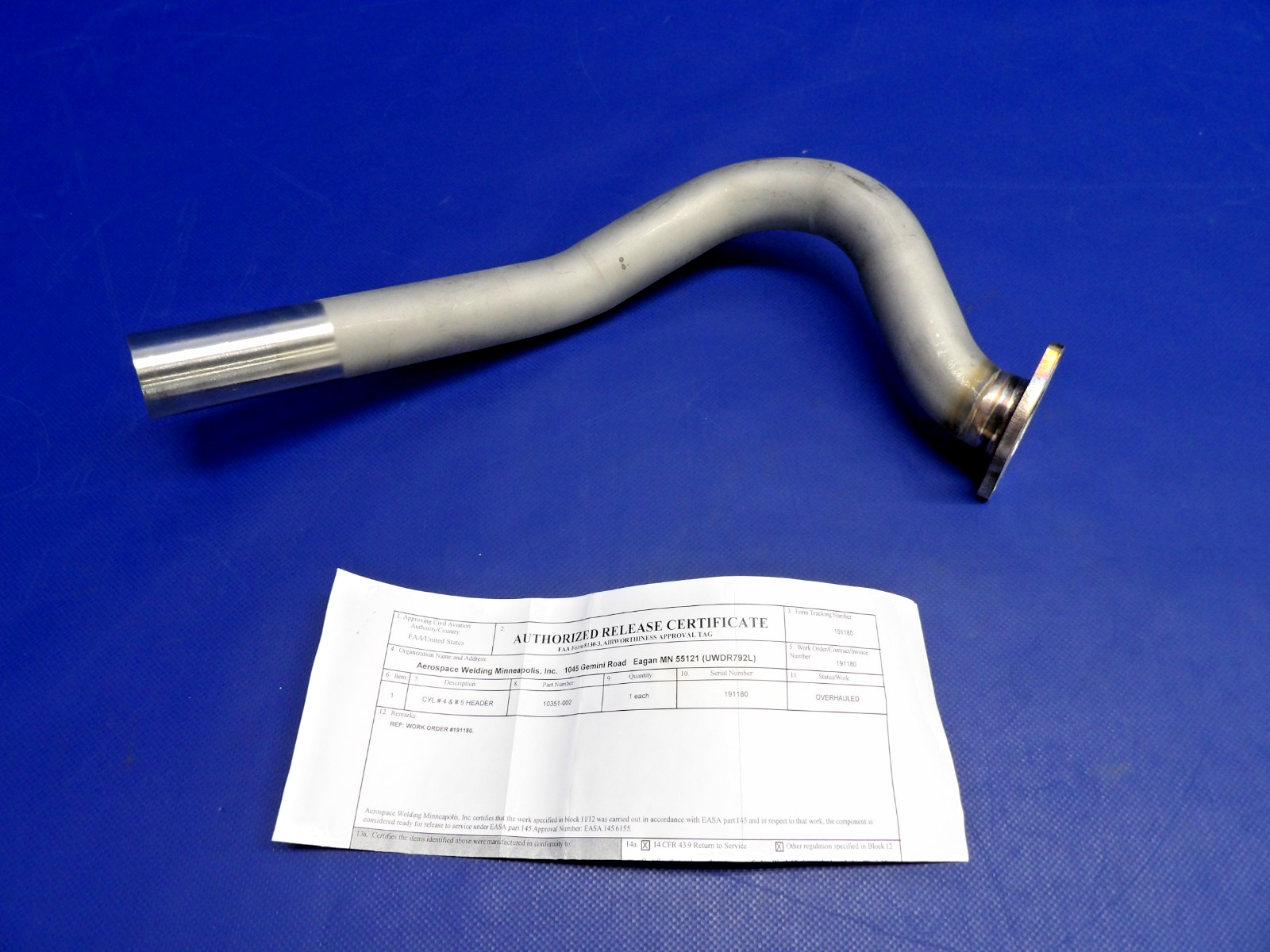Cirrus SR20 Exhaust Header Cylinder #4 / #5 w/8130 P/N 10351-002 OH (0426-1299)1