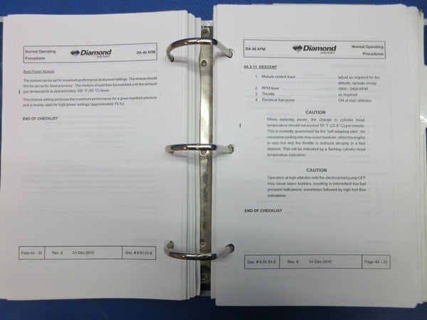 Diamond Aircraft Flight Manual DA40 & Checklist Doc.#6.01.01-E (1124-1263)