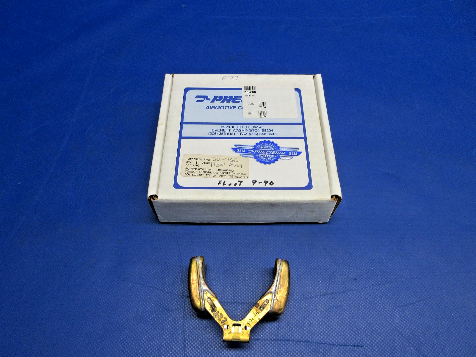 Precision Carburetor Bowl Float P/N 30-766 NOS (0426-785)1