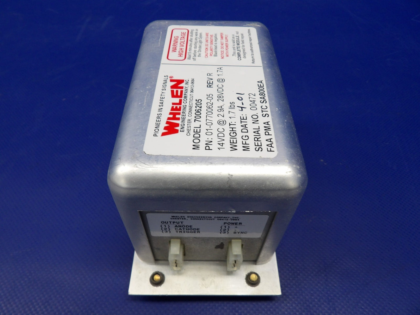 Diamond DA-40 Whelen Power Supply 14/28V P/N 01-0770062-05 TESTED (0626-1314)5