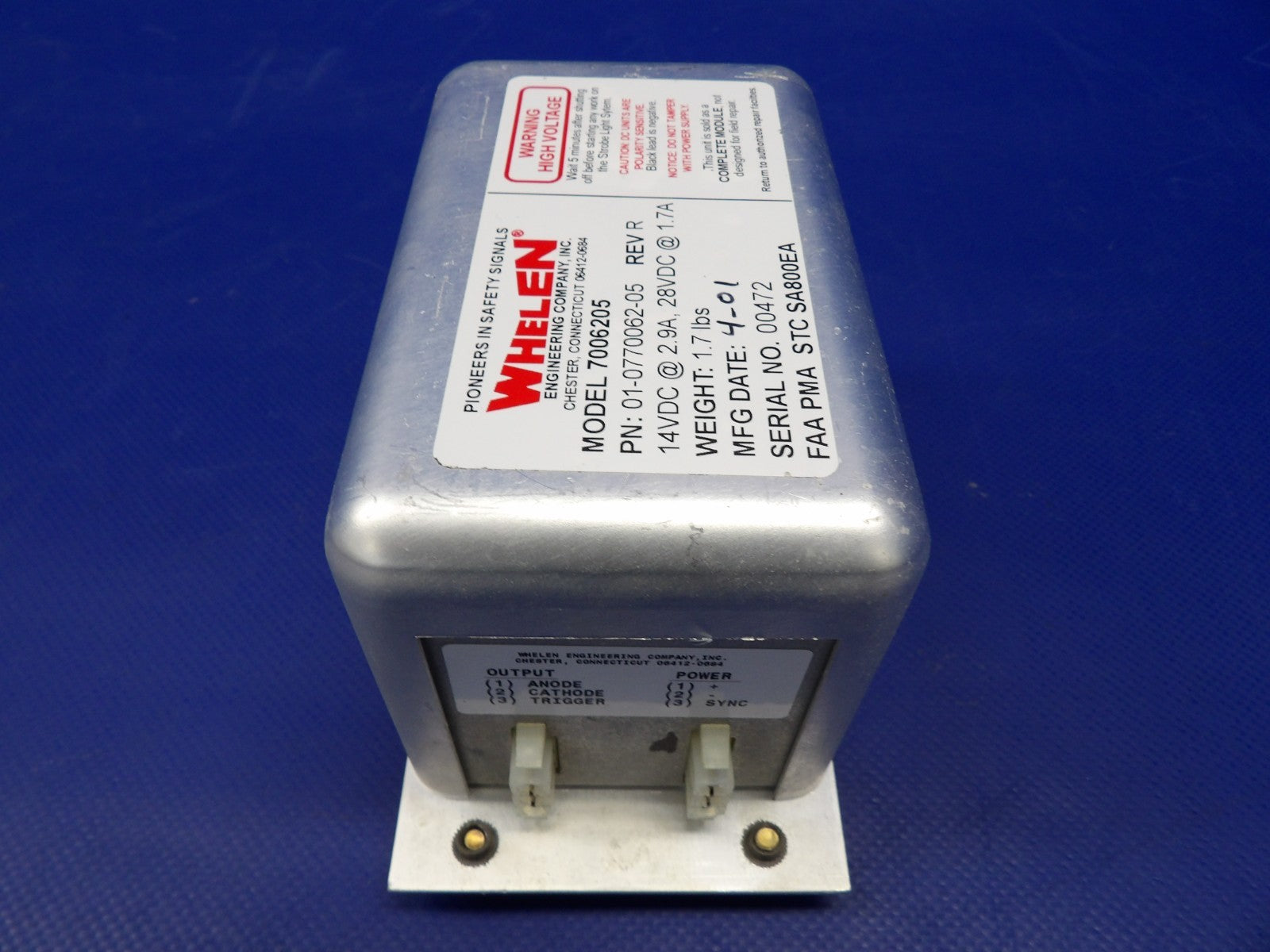 Diamond DA-40 Whelen Power Supply 14/28V P/N 01-0770062-05 TESTED (0626-1314)5