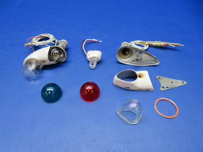 Piper Wing Tip Position Lights w/ Strobes & Shields 472-665 TESTED (0326-178)0