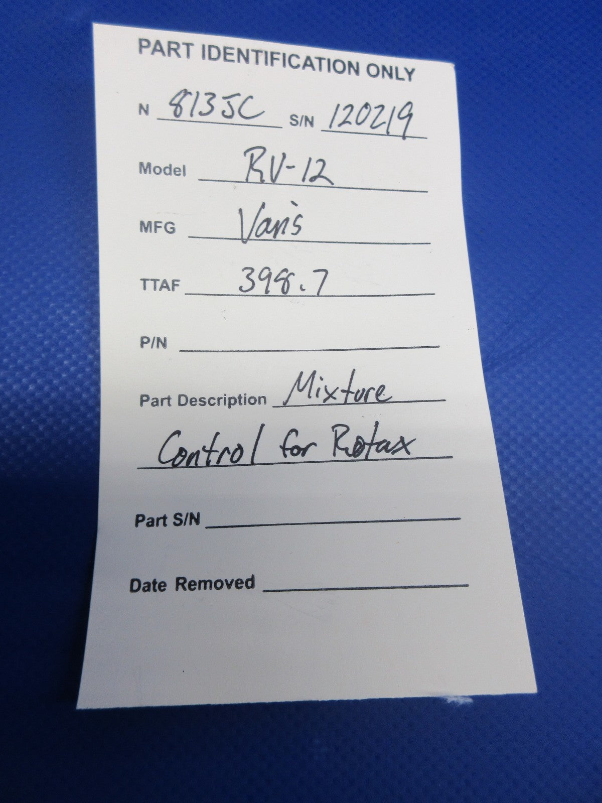 Vans RV-12 Rotax Mixture Control (0526-849)12