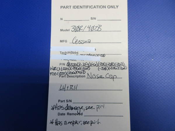 Cessna 310R / 402B Nose Cap LH & RH P/N 0852013-3 (1124-1422)