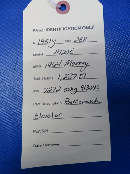 Mooney M20 / M20E Bellcrank Elevator P/N 7272 SSBY 913040 (0424-195)