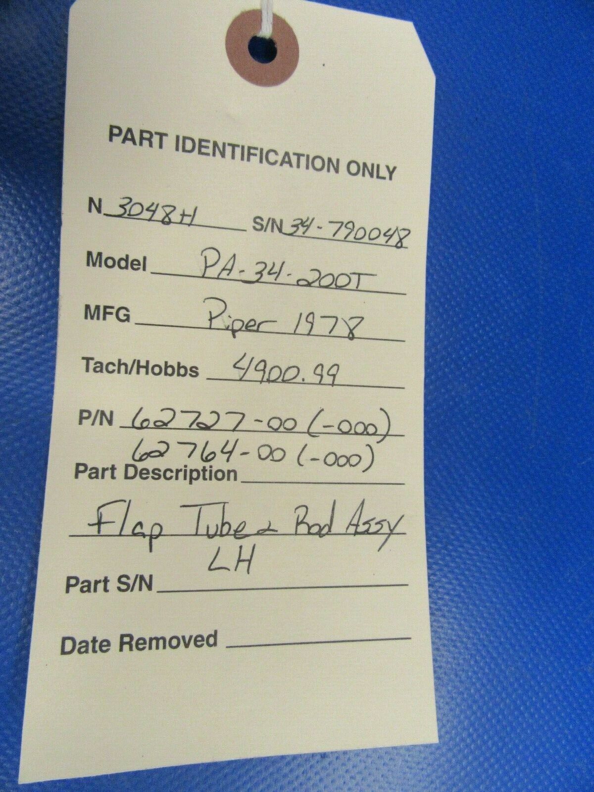 Piper Seneca II LH Flap Tube and Rod Assembly P/N 62727-00, 62764-00 (1119-261)