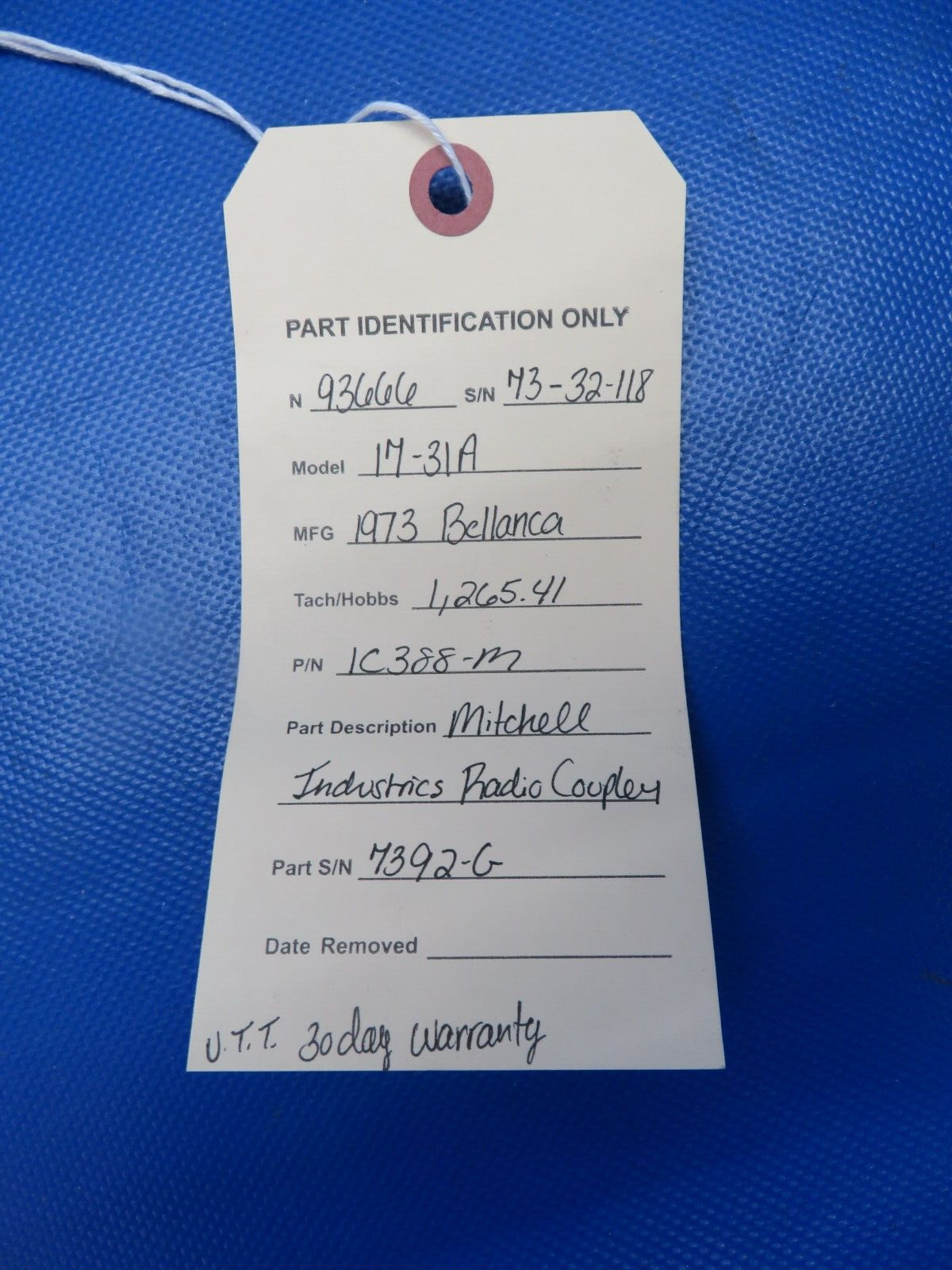 Bellanca 17-31A Mitchell Ind. Radio Coupler P/N 1C388-M WARRANTY (0824-1766)
