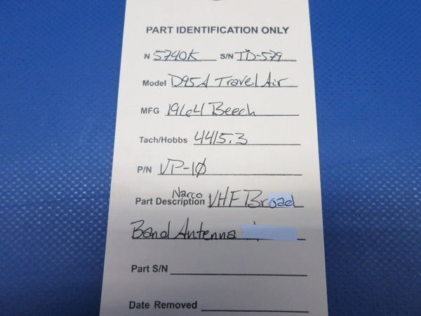 Beech 95 / D95A Travel Air Narco VHF Broad Band Antenna P/N VP-10 (0524-1156)