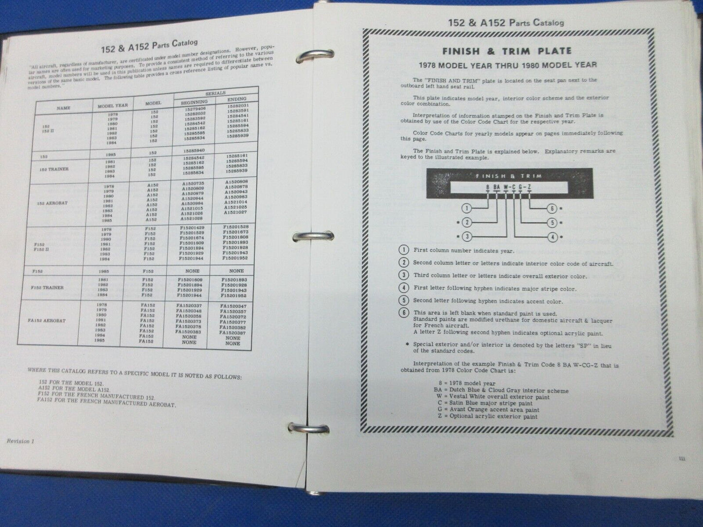 Cessna 150 1978 thru 1985 Parts Catalog Reprint P/N P657-1-12 (1024-1240)