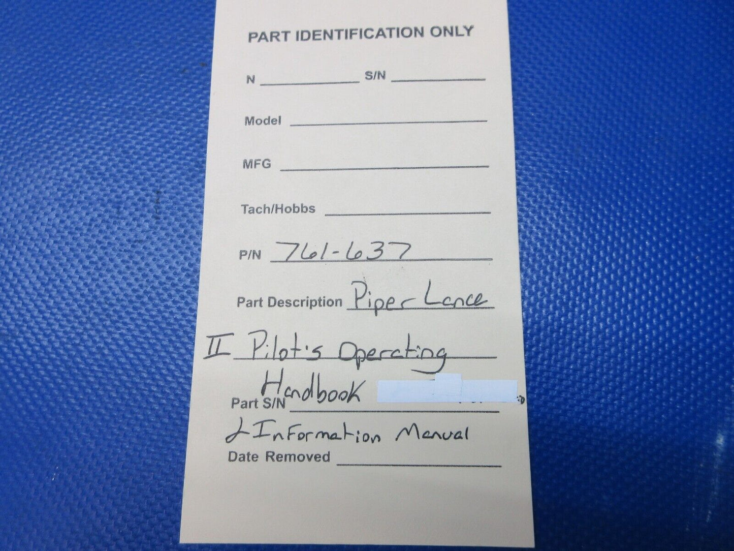 Piper Lance II Pilot's Operating Handbook & Info Manual P/N 761-637 (1124-1273)