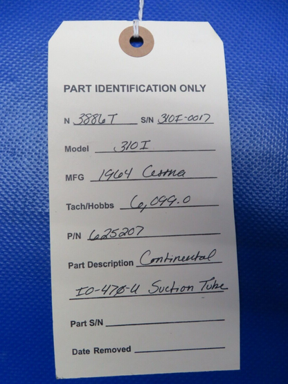 Continental IO-470-U Suction Tube P/N 625207 (0324-161)
