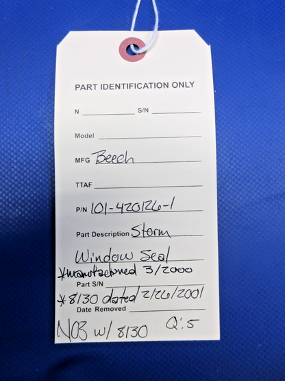 Beech Storm Window Seal w/8130 P/N 101-420126-1 NOS (0326-748)12