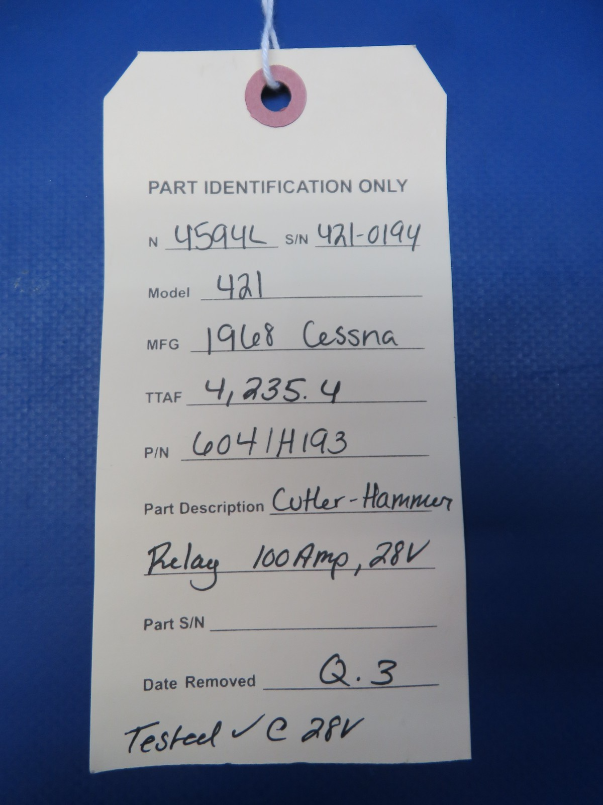 Cessna 421 Cutler-Hammer Relay 100amp, 28v P/N 6041H193 TESTED (0426-140)15