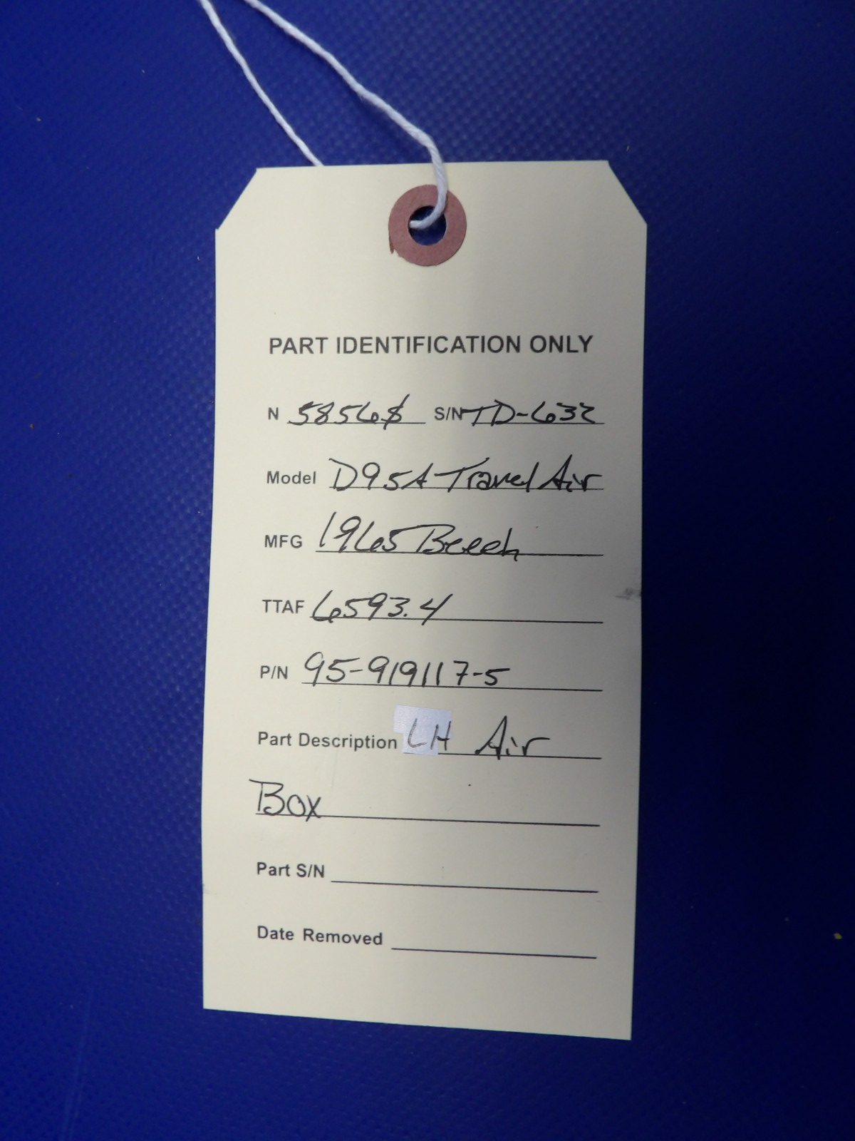 Beech D95A Travel Air Left Hand Air Box P/N 95-919117-5 (0226-514)11