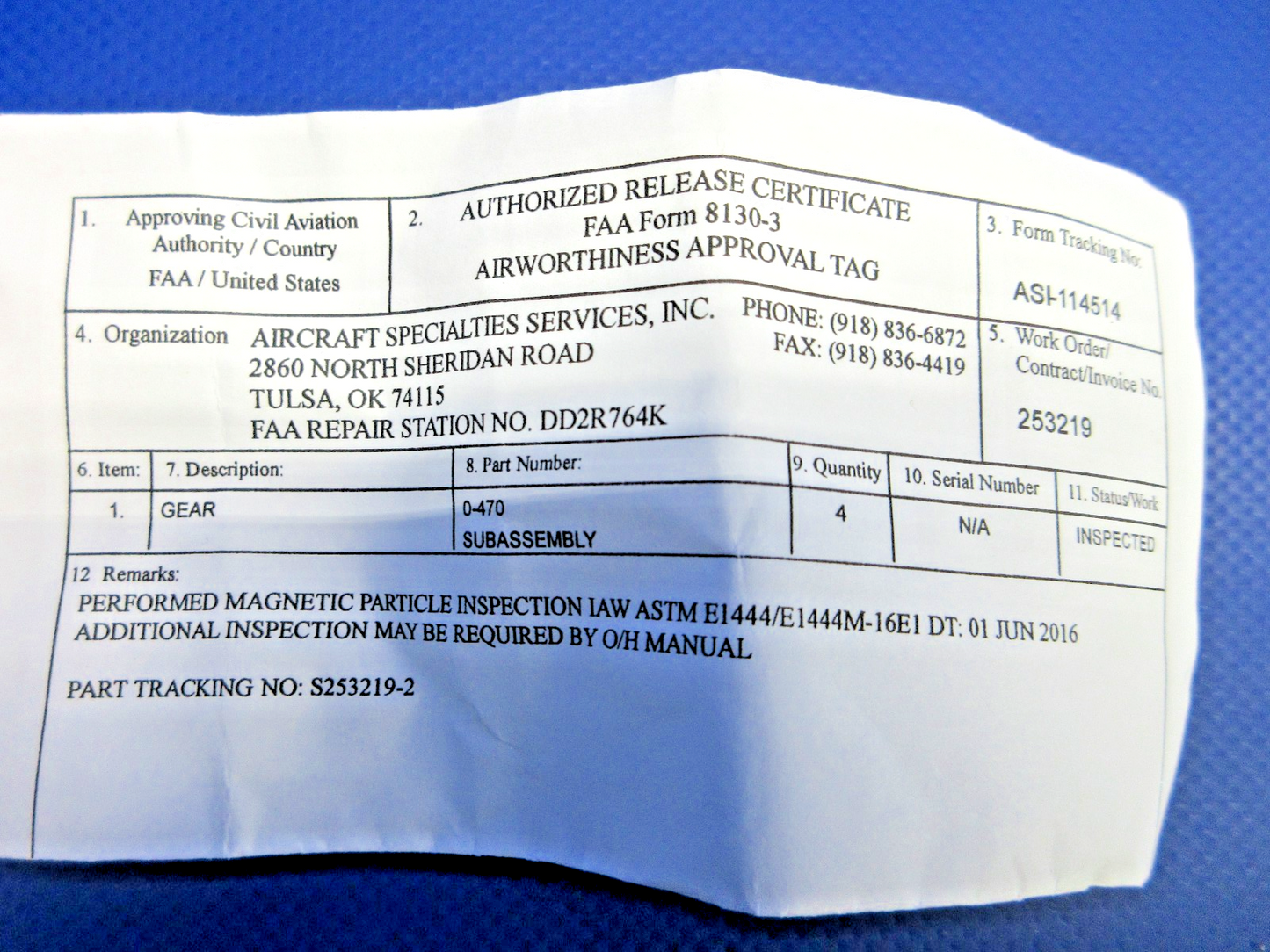 Continental Magneto Drive Gear w/8130 P/N 629076 INSPECTED (0226-1012)2