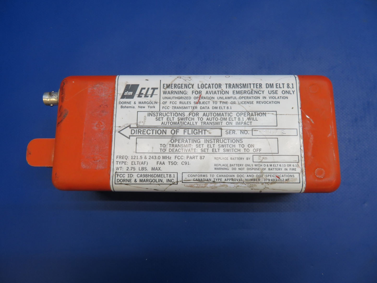 Dorne & Margolin ELT P/N 8.1, DMELT8.1 TESTED (0426-1724)1