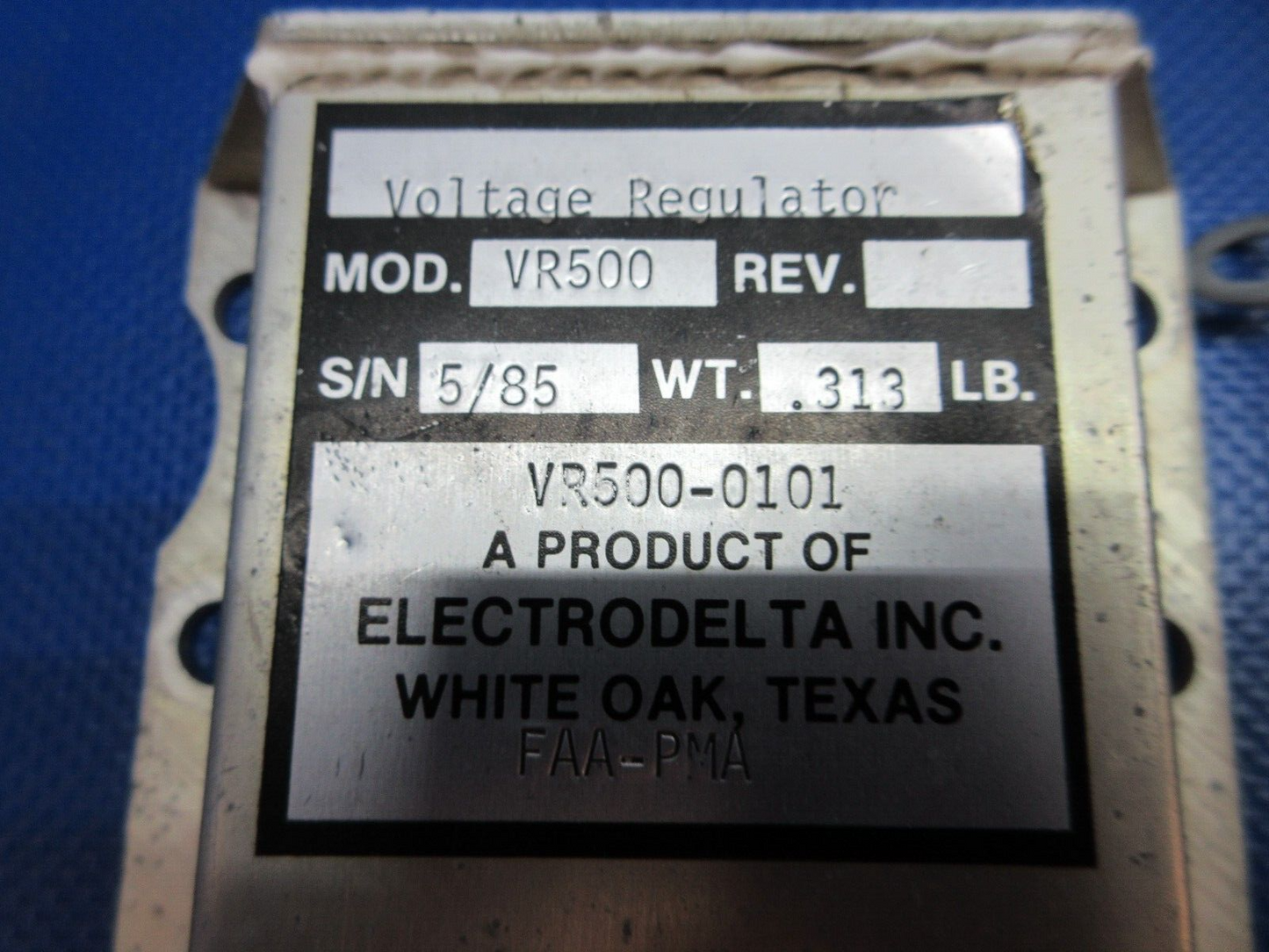 Cessna 337E Electrodelta Voltage Regulator P/N VR500-0101 WARRANTY (0924-1303)