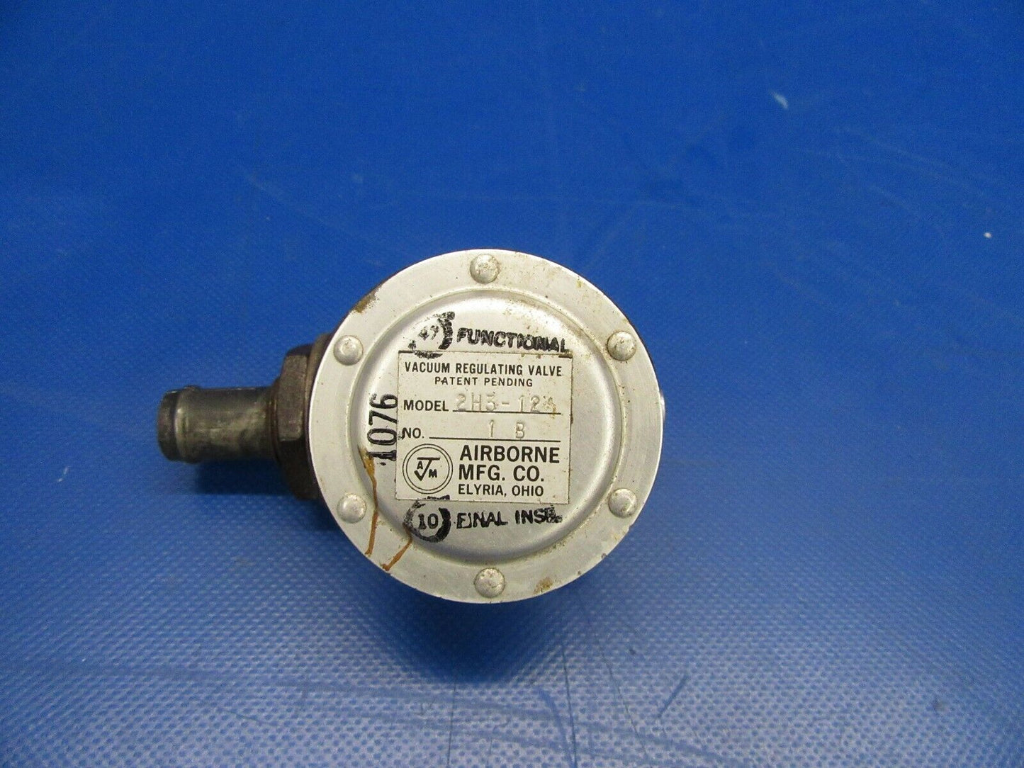 Beech Sierra B24R Airborne Vacuum Regulating Valve P/N 2H3-12 (0719-227)