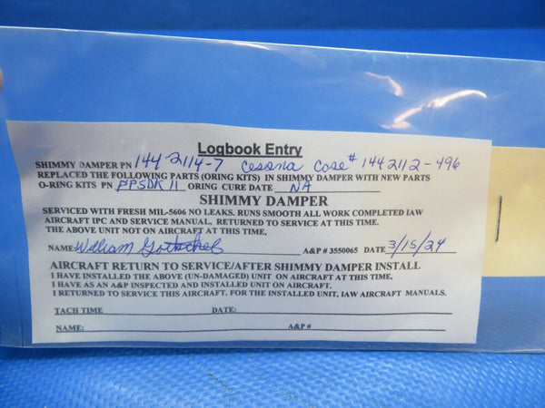 Cessna 337 Shimmy Dampener P/N 1442114-7 Casting No. 1442112-496 OH (1223-1124)