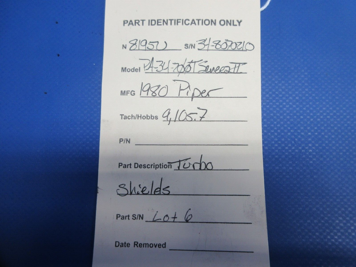 Piper PA-34-200T Seneca II Turbo Shields LOT OF 6 (0924-811)