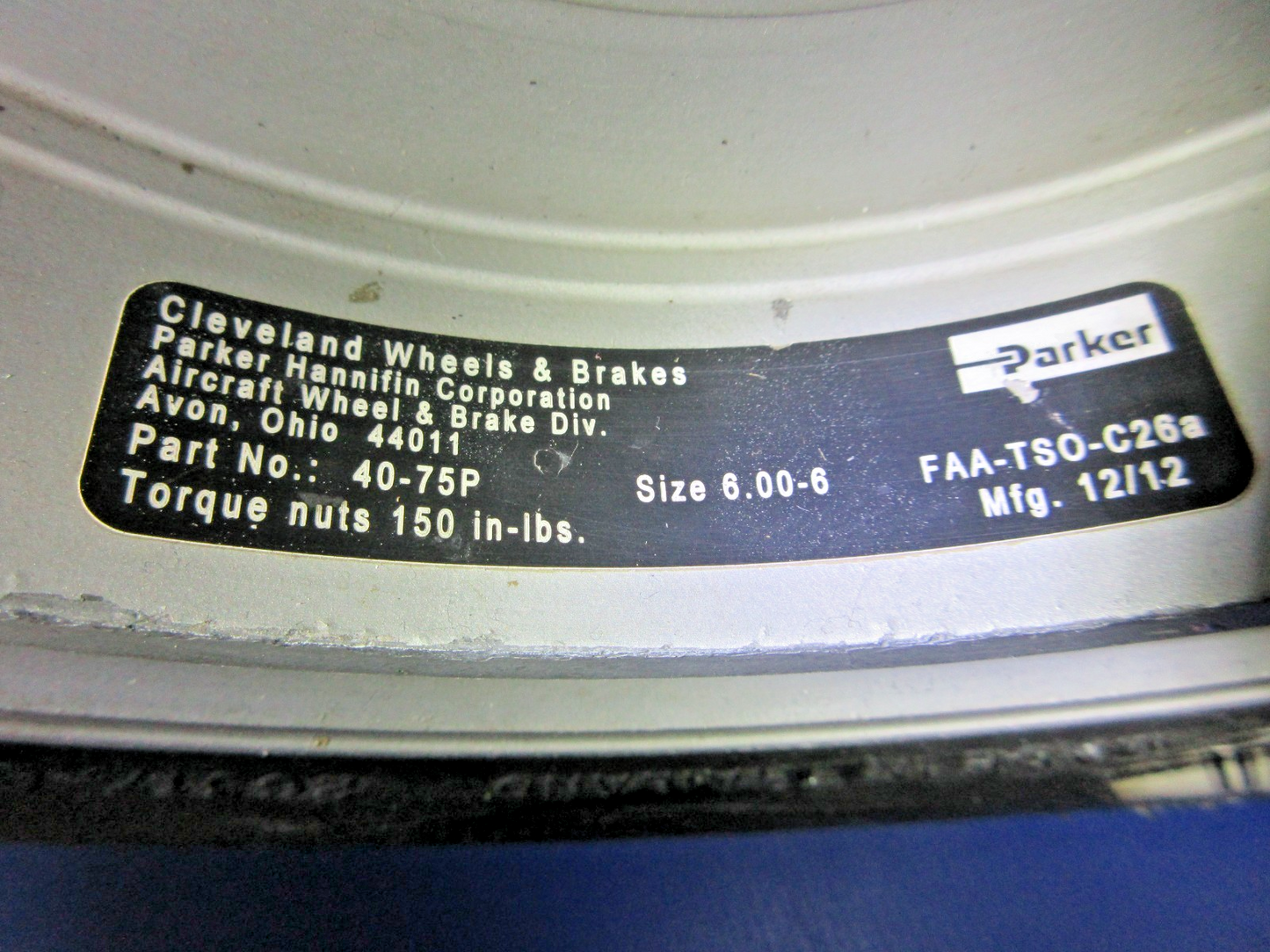 Cirrus / Cleveland 40-75P 6.00-6 Main Wheel w/Tire 15x6.00-6 (0326-20198