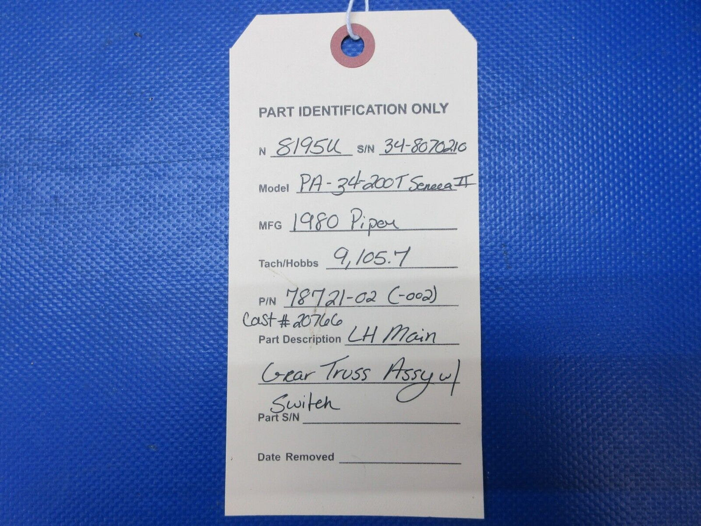 Piper PA-34-200T Seneca II LH MG Truss Assy w/ Switch P/N 78721-02 (0924-1373)