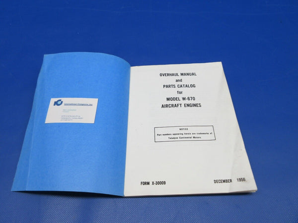 Continental W-670 Series Overhaul Manual and Parts Catalog (0324-1281)