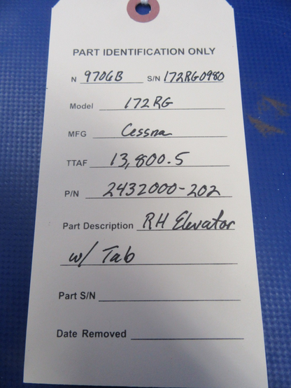 Cessna 172 / 172RG RH Elevator w/ Tab P/N 2432000-202 (0326-09)21