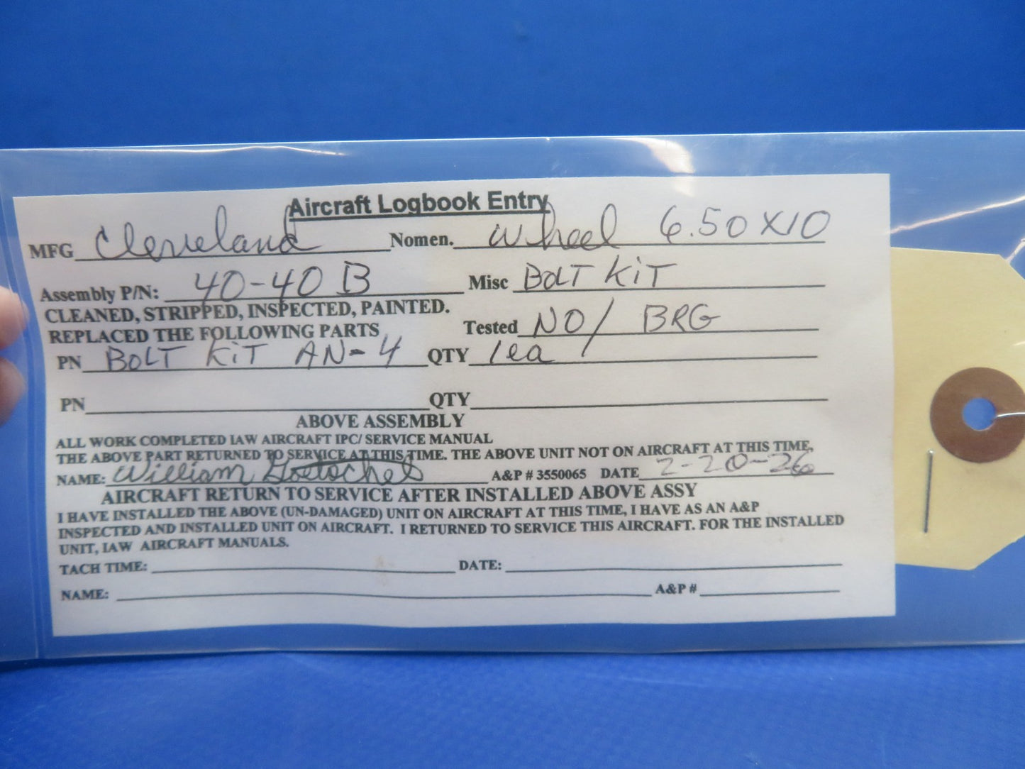 Cessna 310 / 310J Cleveland 6.50x10 Main Wheel P/N 40-40B REBUILT (0326-1735)2