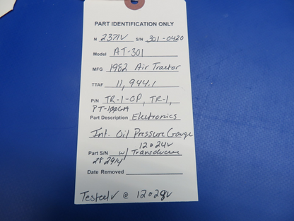 Electronics Int. Oil Pressure Gauge 12/24V P/N TR-1, TR-1-OP TESTED (0426-1711)14