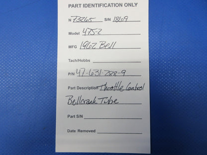 Bell 47J-2 Helicopter Throttle Control Bellcrank Tube 47-631-288-9 (1124-2040)8
