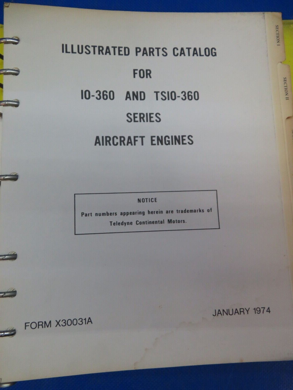 Continental IO-360 & TSIO-360 Series 1974 Parts Catalog P/N X30031A (1024-200)