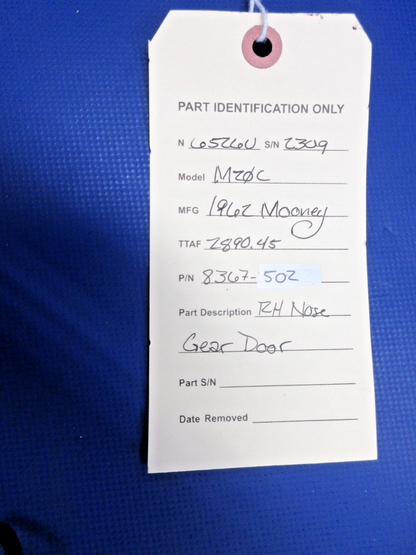 Mooney M20 / M20C RH Nose Gear Door P/N 8367-502 ( 0426-917)12