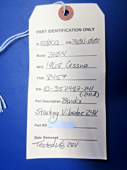 Cessna 310 / 310N Bendix Starting Vibrator 24V 10-357487-241 TESTED (0926-749)8