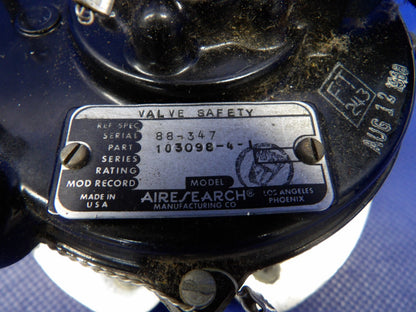 Cessna 421 Airesearch Pressurization Safety Valve P/N 103098-4-1 (0726-1206)1