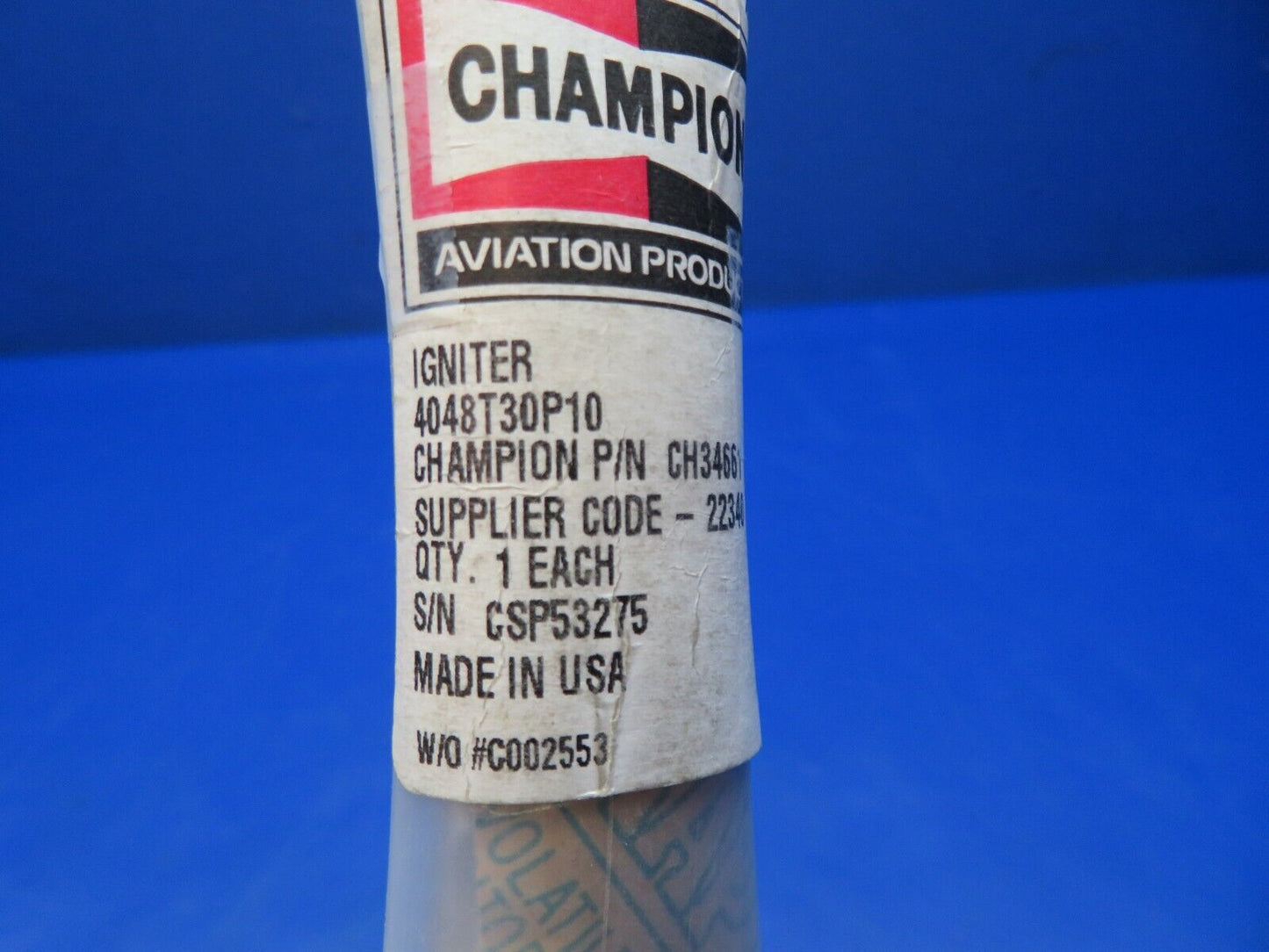 Champion Aviation Products Ignitor P/N CH34661 NOS (0223-223)