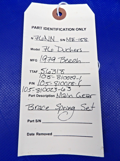 Beech 76 Duchess Main Gear Brace Spring Set P/N 105-810028-1 (0526-1329)9