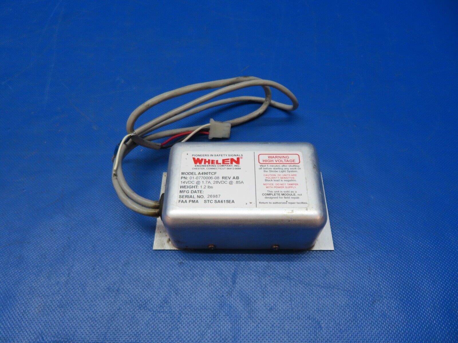 Whelen Strobe Light Power Supply 28v P/N 01-0770006-08 TESTED (0824-182)