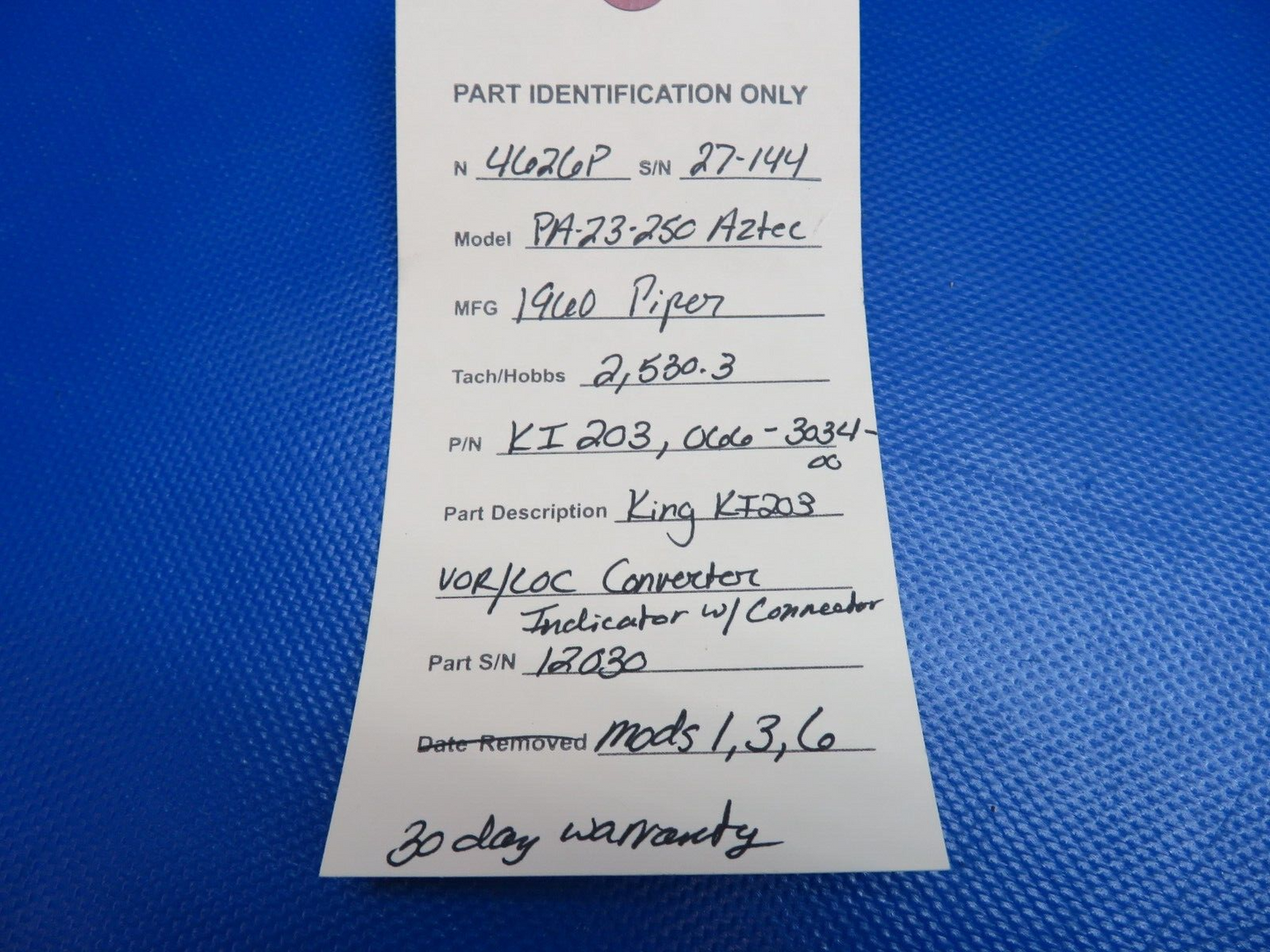 King KI203 VOR/LOC/Converter Ind. w/ Connector 066-3034-00 WARRANTY (0424-1779)