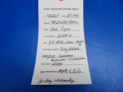 King KI203 VOR/LOC/Converter Ind. w/ Connector 066-3034-00 WARRANTY (0424-1779)