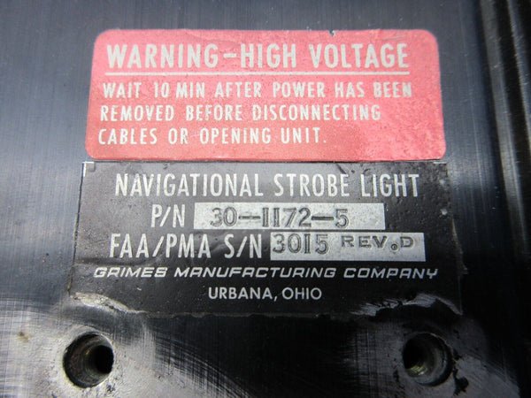 Cessna 310 Grimes RH Nav Strobe Light Power Supply 30-1172-5 TESTED (1224-1283)