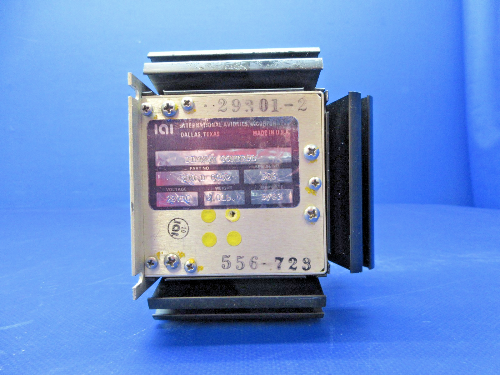 Piper Cheyenne IAI Dimmor Control w/Connector 28V 500D0052 WARRANTY  (0426-817)2