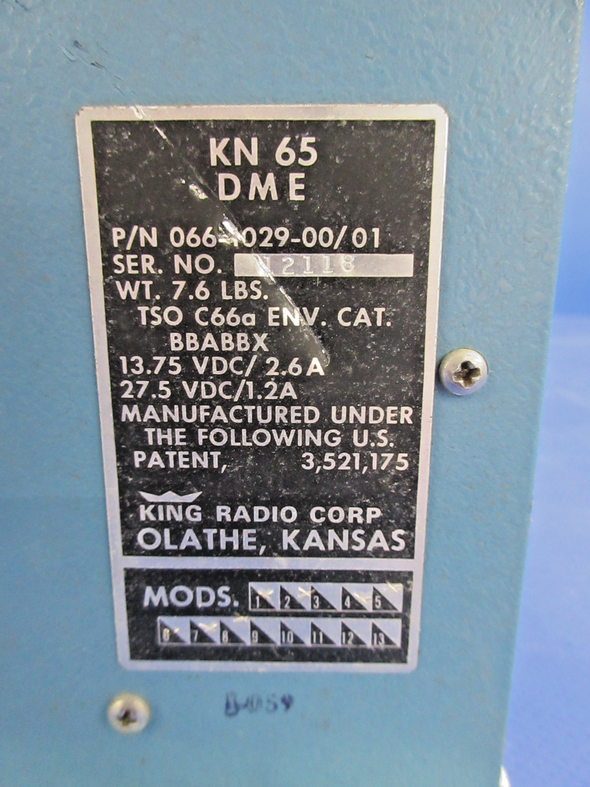 King KN65 / KA58 DME & Hold Adapter 14-28V 066-1029-00/01 WARRANTY (0926-839)2