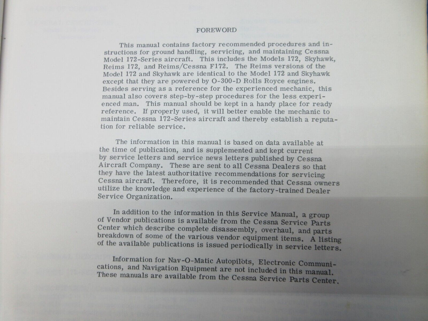 Cessna 172 & Skyhawk 1969-1971 Service Manual P/N D840-13-M-S-1300-7 (1024-1291)
