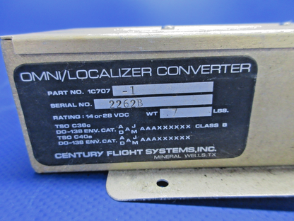 Century Flight Omni Localizer Converter 14/28V P/N 1C707-1 WARRANTY (0926-760)2